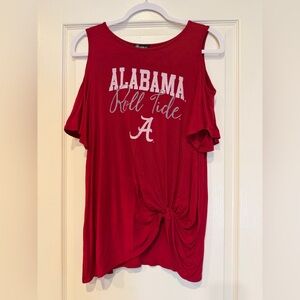 LARA Crimson Cold-Shoulder Knot Front Tank